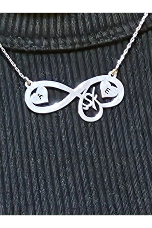 Kadın Gümüş Kolye - Harf Yazılabilen Sonsuzluk Model Aşk Yazılı Gümüş Kolye