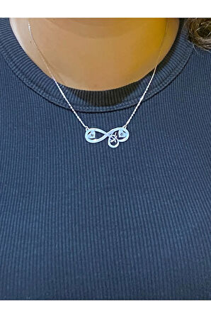 Kadın Gümüş Kolye - Harf Yazılabilen Sonsuzluk Model Aşk Yazılı Gümüş Kolye