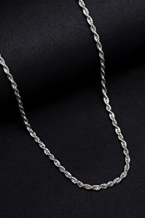 Erkek Gümüş Kolye - 3mm Burma Model Halat Gümüş Kolye Zincir Gklhltburma-gms