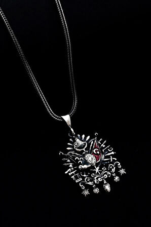 Renkli Osmanlı Arması Sancağı Erkek Gümüş Kolye Zincir