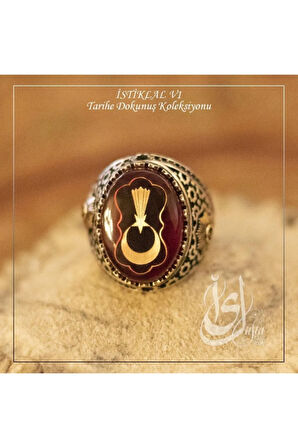 İslam Usta Tasarımı Özel Ay Yıldız Istiklal Model 1 Gümüş Erkek Yüzük