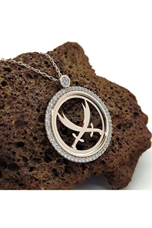 Çift Zülfikarlı Zirkon Taşlı Kadın Gümüş Kolye