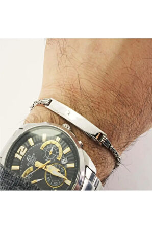 Isimli Erkek Gümüş Bileklik Künye Ince Model