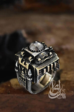 Islam Usta Tasarımı Gümüş Kubbe Model Gümüş Erkek Yüzük Gyzıslmstm2-gms