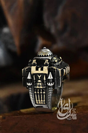 Islam Usta Tasarımı Gümüş Kubbe Model Gümüş Erkek Yüzük Gyzıslmstm2-gms