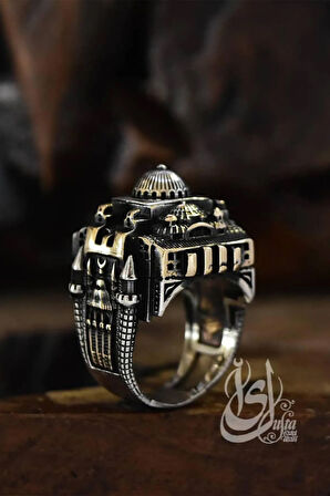 Islam Usta Tasarımı Gümüş Kubbe Model Gümüş Erkek Yüzük Gyzıslmstm2-gms