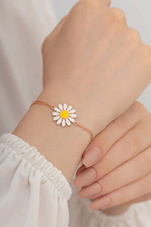 Rose Papatya Model Kadın Gümüş Bileklik Gblpptymdl1-ros