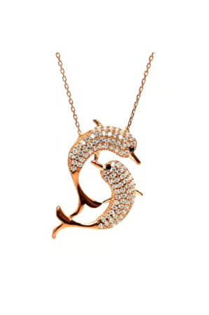 Çift Yunus Gümüş Kolye Zincir