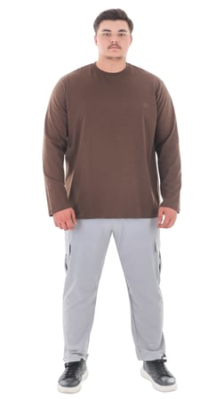 Erkek 115-155 Kilo Arası İçin Uygun Uzun Kol Bisiklet Yaka Mevsimlik Düz Renk İnce Sweatshirt