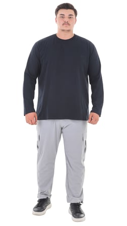 Erkek 115-155 Kilo Arası İçin Uygun Uzun Kol Bisiklet Yaka Mevsimlik Düz Renk İnce Sweatshirt