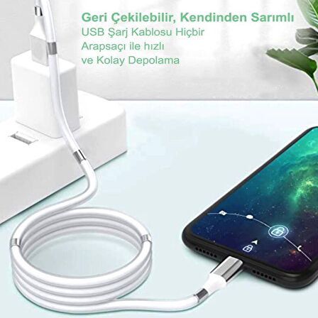 Pratik Sihirli Halat Geri Çekilebilir Manyetik İphone Hızlı Şarj Kablosu