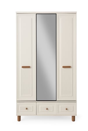 Lagos 3 Kapaklı %100 MDF Elbise Dolabı Gardrop 117x54x212