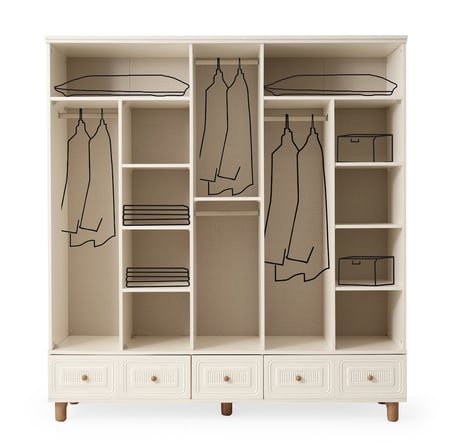 Lagos 5 Kapaklı %100 MDF Elbise Dolabı Gardrop 192x54x212