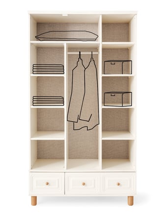 Nice 3 Kapaklı %100 MDF Elbise Dolabı Gardrop 117x54x212