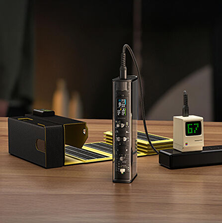 Sharge 140W - Yüksek Güçlü ve Şeffaf Tasarımlı Powerbank - Siyah