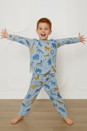 Erkek Çocuk Pijama Takımı Baskılı Uzun Kollu Takım 3-7 Yaş