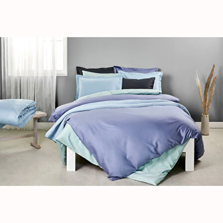 Linens Mix&Match Pamuk Tek Kişilik Saten Nevresim Kılıfı Mavi