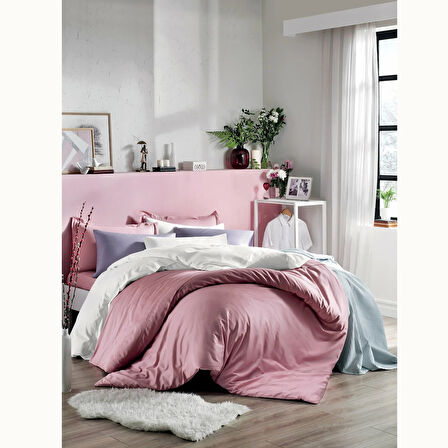 Linens Mix&Match Pamuk Saten Çift Kişilik Nevresim Kılıfı Mavi