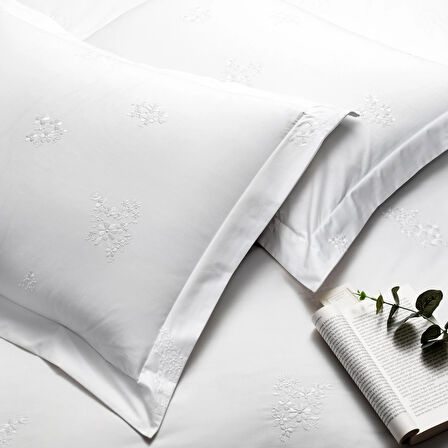 Linens White Collection Asper Pamuk Percale Çift Kişilik Nevresim Kılıfı Beyaz