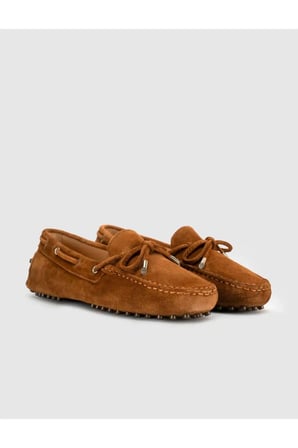 Kadın Taba Deri Süet Loafer Ayakkabı