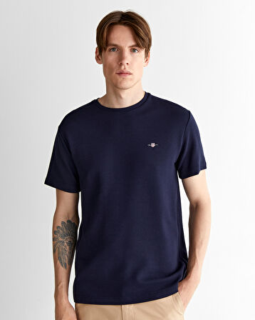 GANT Erkek Lacivert Regular Fit Bisiklet Yaka T-Shirt