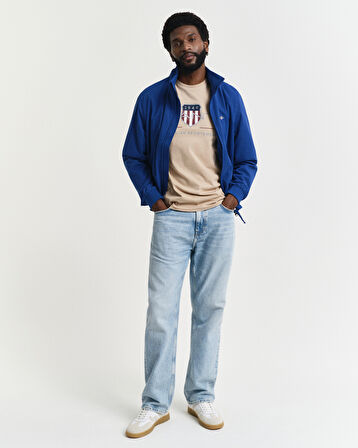 GANT Erkek Bej Regular Fit Bisiklet Yaka Logolu T-Shirt