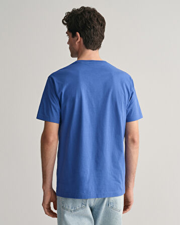 GANT Erkek Mavi Regular Fit Bisiklet Yaka Logolu T-Shirt
