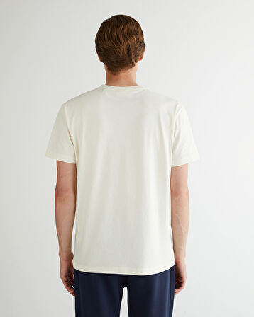 GANT Erkek Krem Regular Fit Bisiklet Yaka Logolu T-Shirt