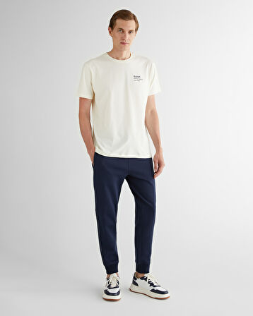 GANT Erkek Krem Regular Fit Bisiklet Yaka Logolu T-Shirt