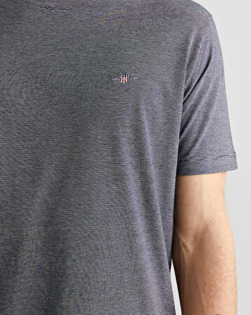 GANT Erkek Lacivert Regular Fit Bisiklet Yaka Çizgili T-Shirt