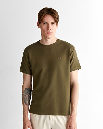 GANT Erkek Yeşil Regular Fit Bisiklet Yaka T-Shirt