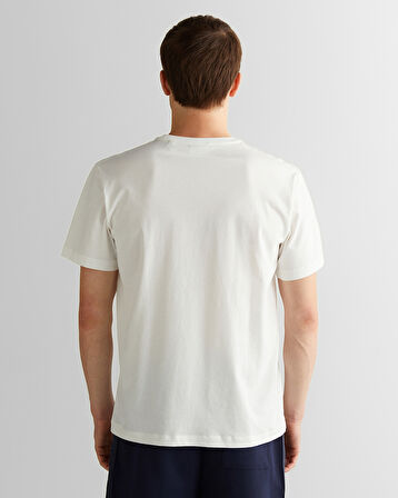 GANT Erkek Krem Regular Fit Bisiklet Yaka Logolu T-Shirt