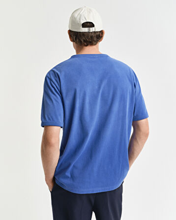 GANT Erkek Mavi Relaxed Fit Bisiklet Yaka Logolu T-Shirt
