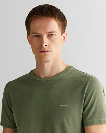 GANT Erkek Yeşil Slim Fit Bisiklet Yaka T-Shirt
