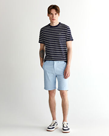 GANT Erkek Lacivert Regular Fit Bisiklet Yaka Çizgili T-Shirt