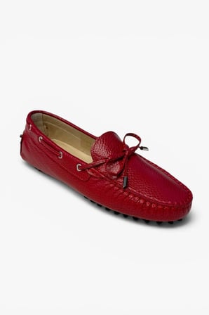 Kadın Loafer Ayakkabı Hakiki Deri Kırmızı Deri