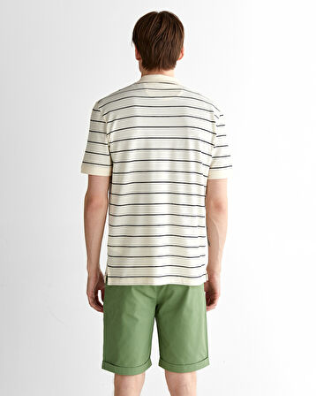 GANT Erkek Krem Regular Fit Çizgili Polo