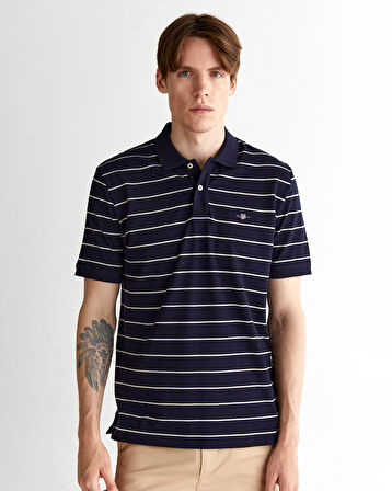 GANT Erkek Lacivert Regular Fit Çizgili Polo
