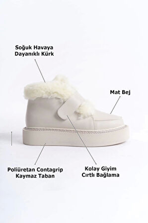 Kadın Bej Kürklü Bot