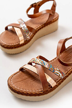 Taba Multi Ortopedik Hakiki Deri Dolgu Kadın Sandalet