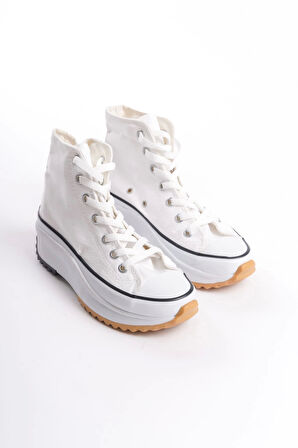 Roma Bağcıklı Ortopedik Taban Kadın Sneaker Spor Ayakkabı Bt - Beyaz