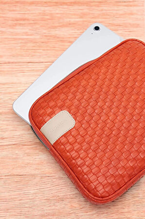 11" İnç iPad Air Pro, Matepad, Galaxy Hasır Turuncu Tablet Kılıf Çantası