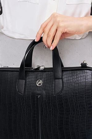 Macbook Air Pro 13-14" Inç Desenli Siyah Notebook Laptop Evrak Çantası