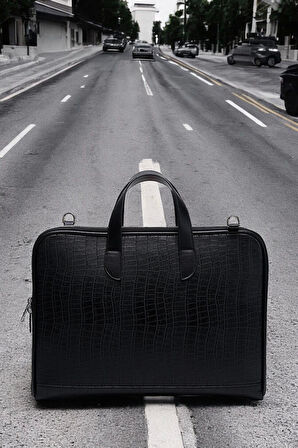 Macbook Air Pro 13-14" Inç Desenli Siyah Notebook Laptop Evrak Çantası