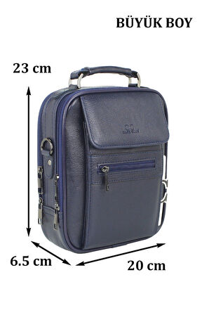 Kasalı Erkek Lacivert El ve Omuz Çantası