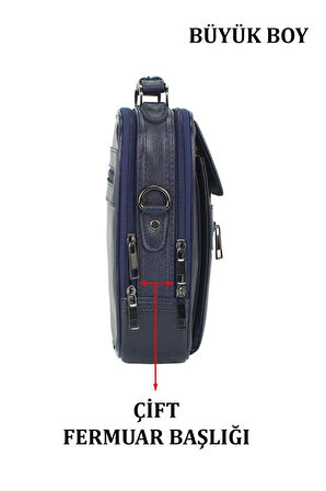Kasalı Erkek Lacivert El ve Omuz Çantası