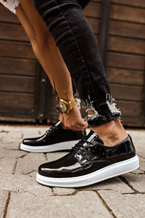 TB003 RBT Pelle Verniciata Classica Erkek Ayakkabı SIYAH