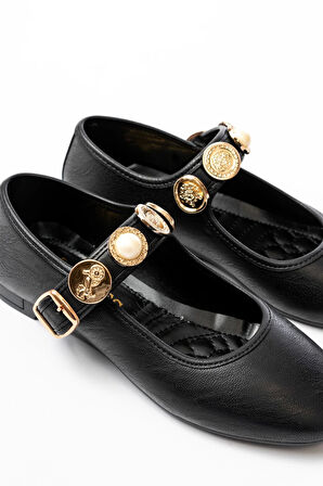 İNF-6363 Siyah Baret Tokalı Günlük Kadın Ayakkabı