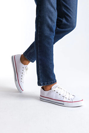 Tb0422 Luke Bağcıklı Keten Kumaş Erkek Günlük Sneaker Ayakkabı Kbt - Beyaz