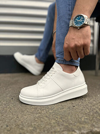 Tb151 Boost Bağcıklı Cilt Erkek Günlük Sneaker Ayakkabı Cbt - Beyaz